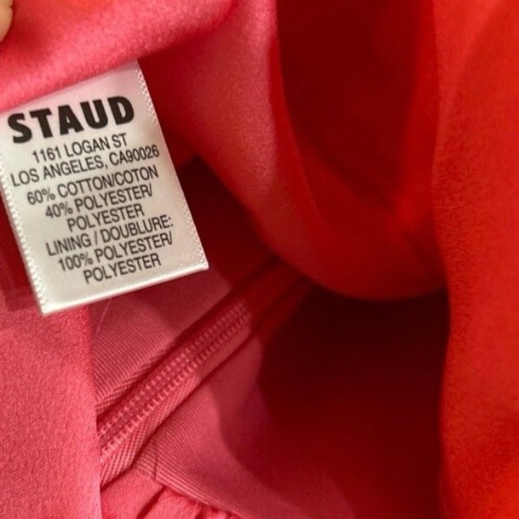 STAUD Landscape Lollipop Pink Corset Mini Dress Size 0 NWT Fit Flare Mini - Picture 9 of 12
